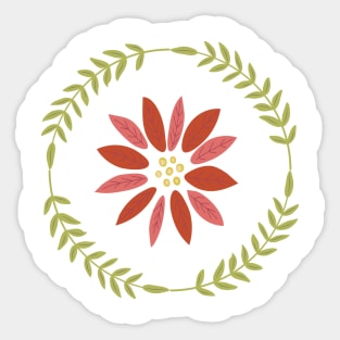 Retro Poinsettia Ornament Sticker